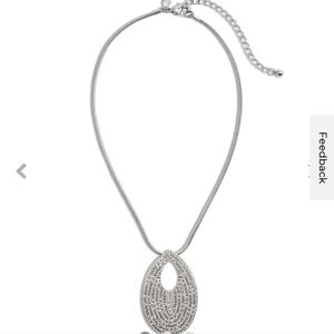 NWT Chico's Chandra Teardrop Pendant Necklace Rhinestone Bling 18"
